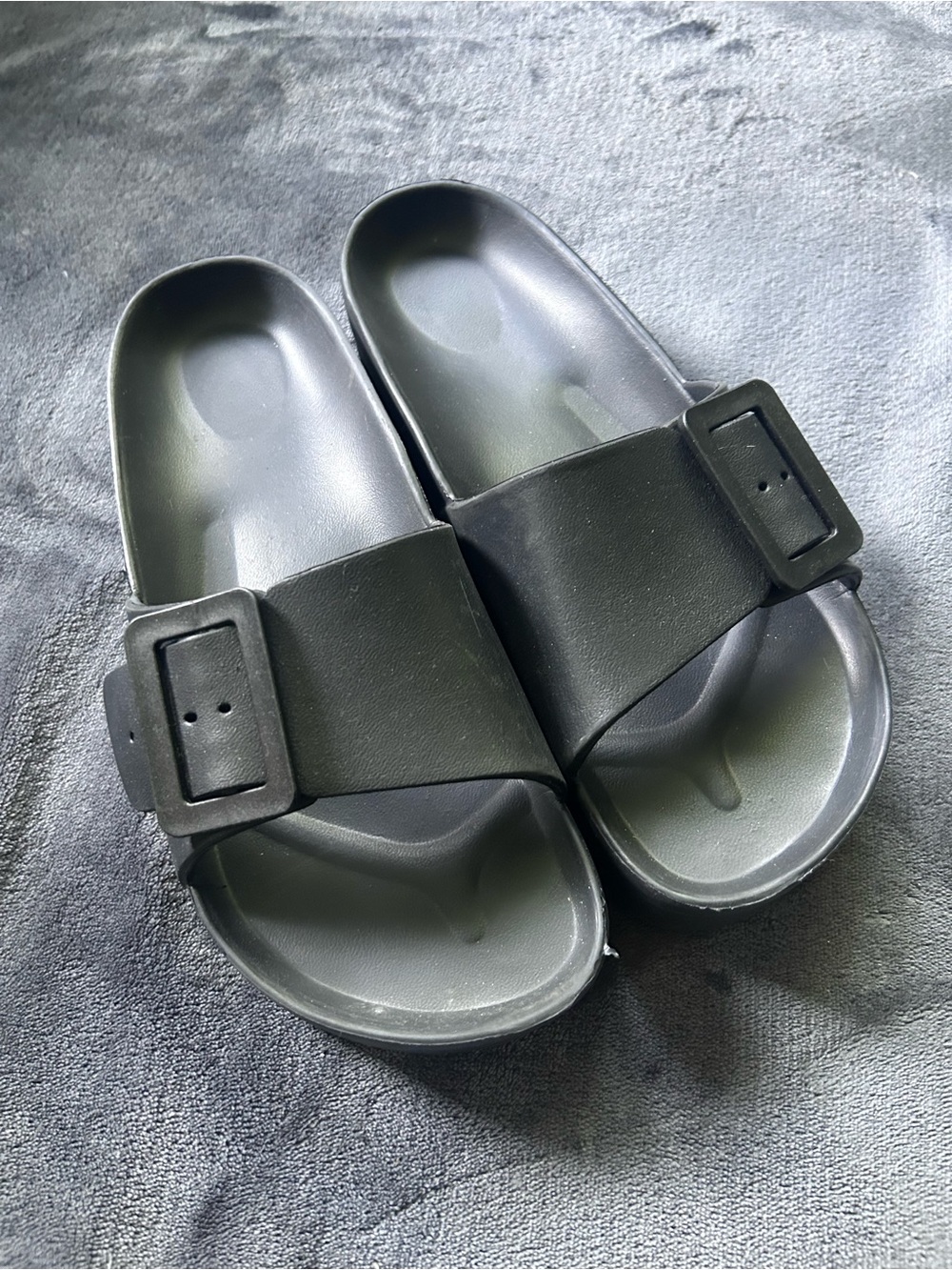 Women’s Black Slip-On Buckle Platform Sandals